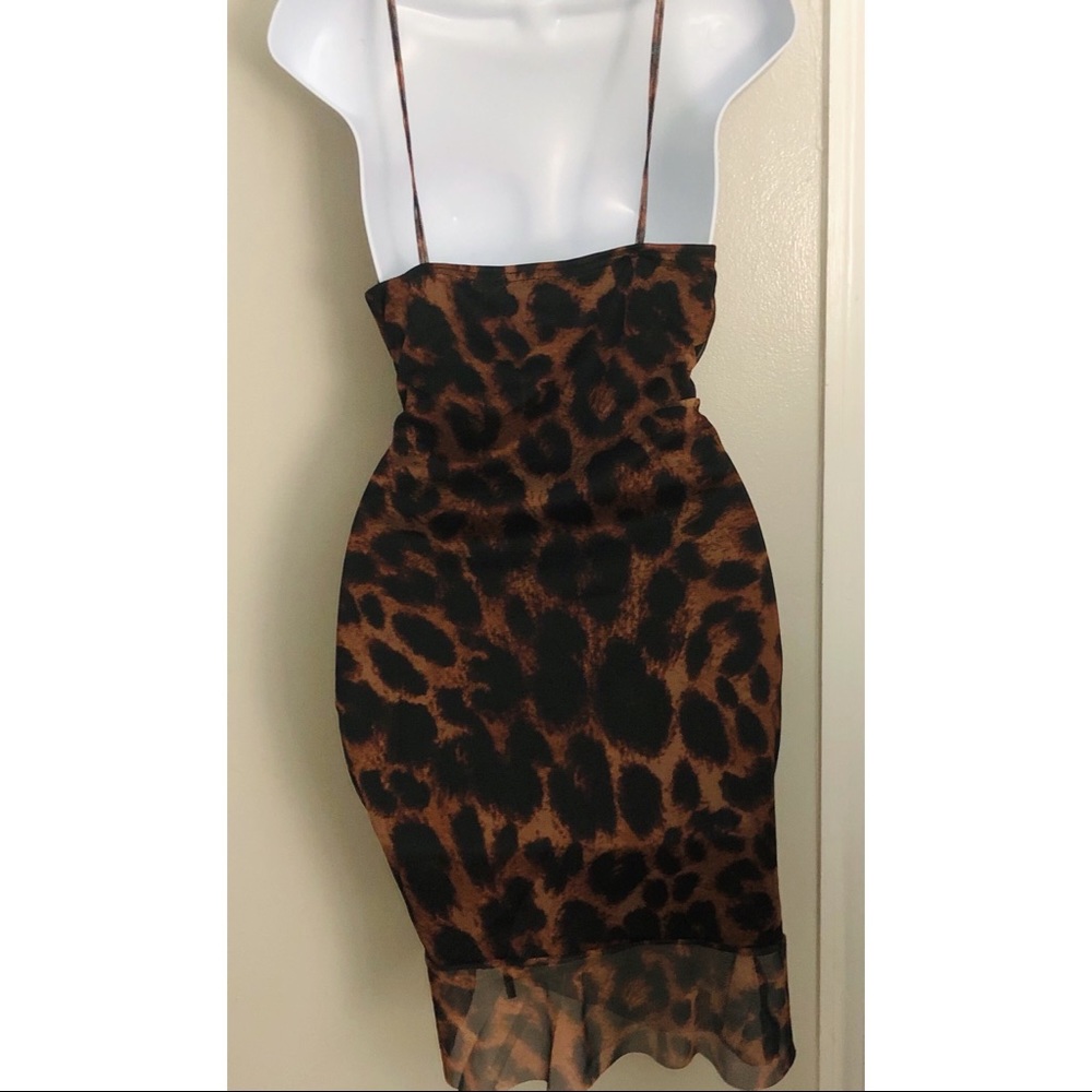Printed Frill Mini Dress (Animal) - Picture 5 of 5
